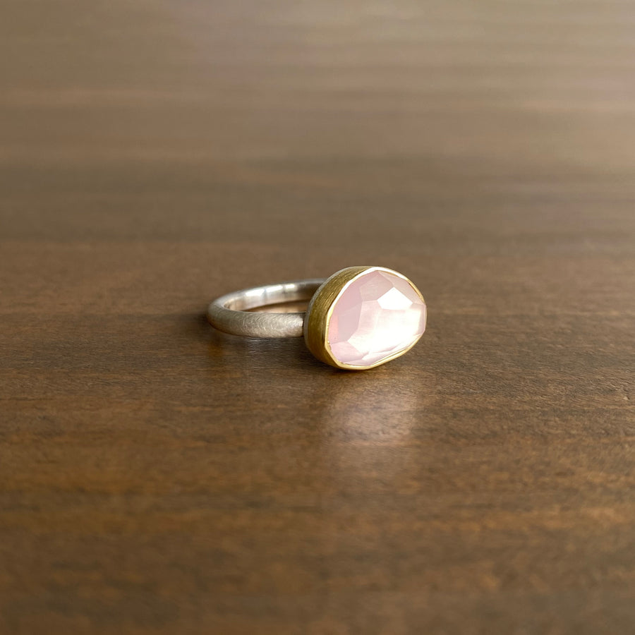 Petal Rose Cut Rose Quartz Ring