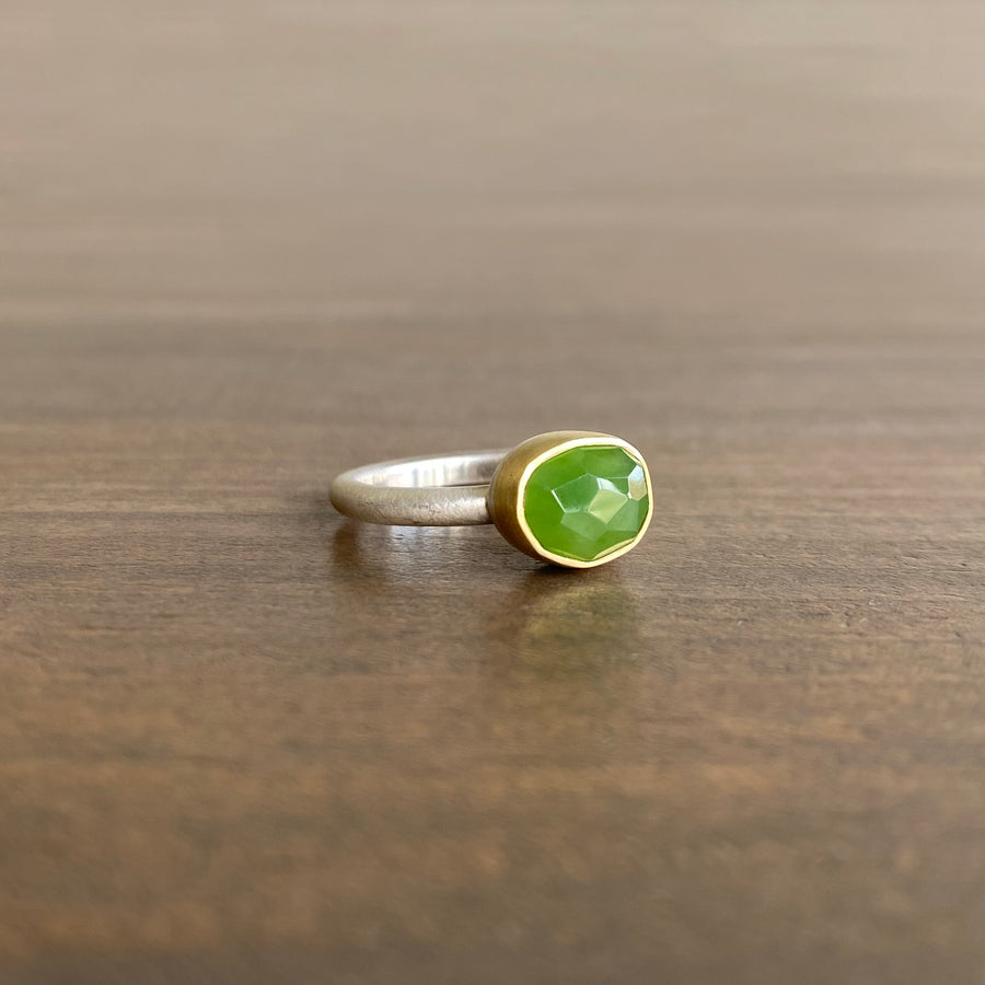Small Oval Rose Cut Jade Ring