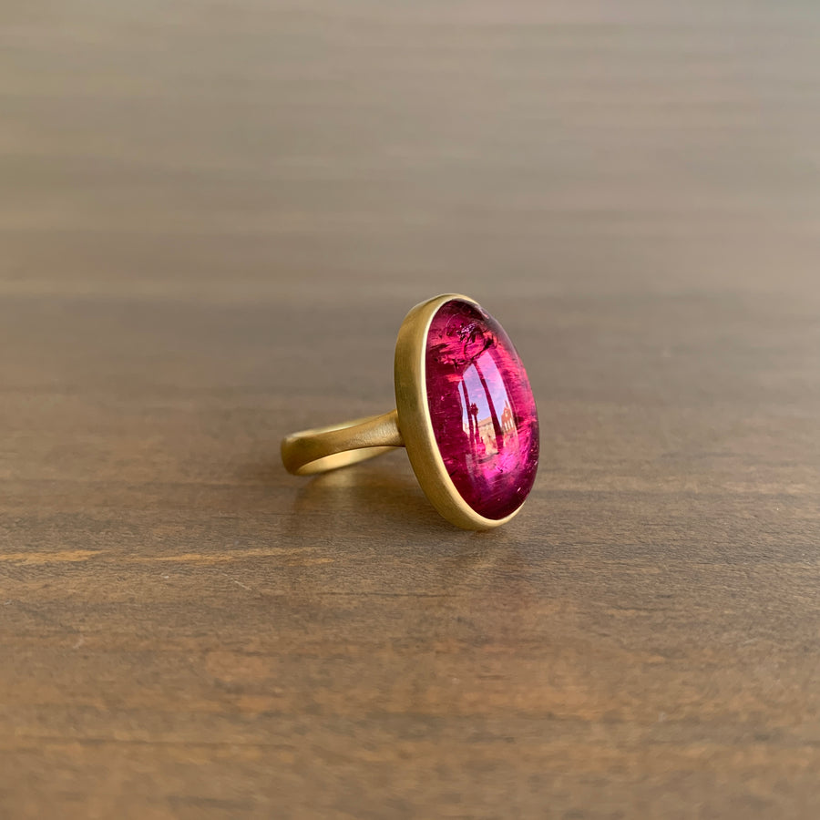 Oval Pink Tourmaline Ring