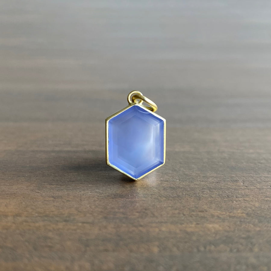 Bezel Set Chalcedony Hexagon Pendant