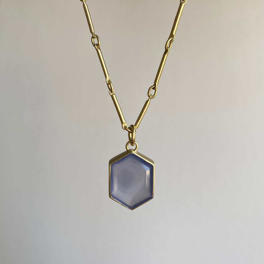 Bezel Set Chalcedony Hexagon Pendant