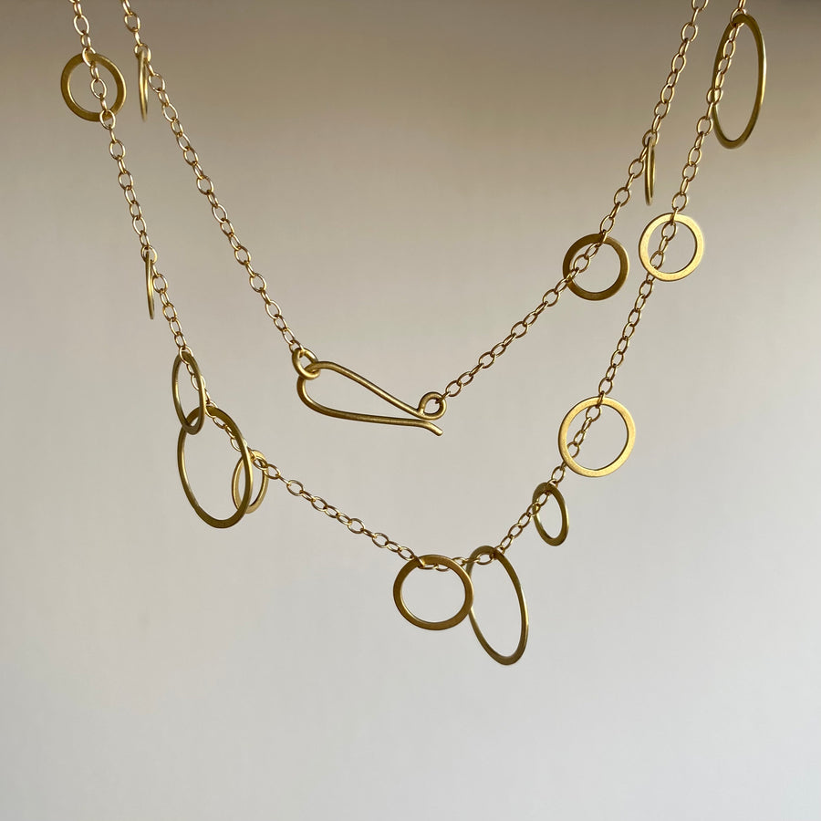 Gold Delicate Circle Bunches Necklace