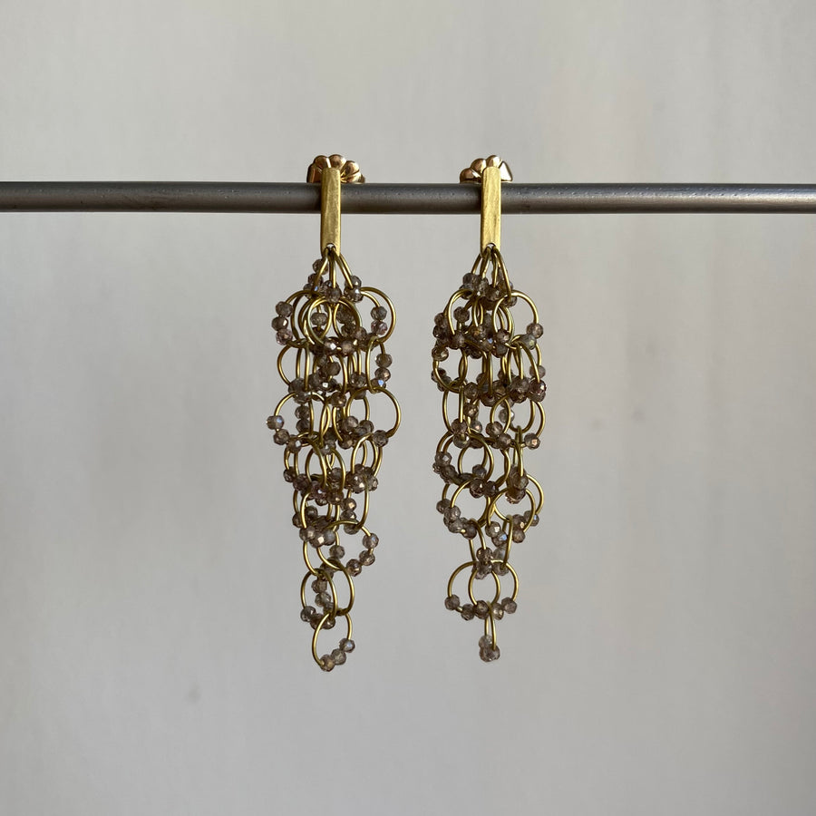 Gold & Zircon Delicate Tangle Earrings