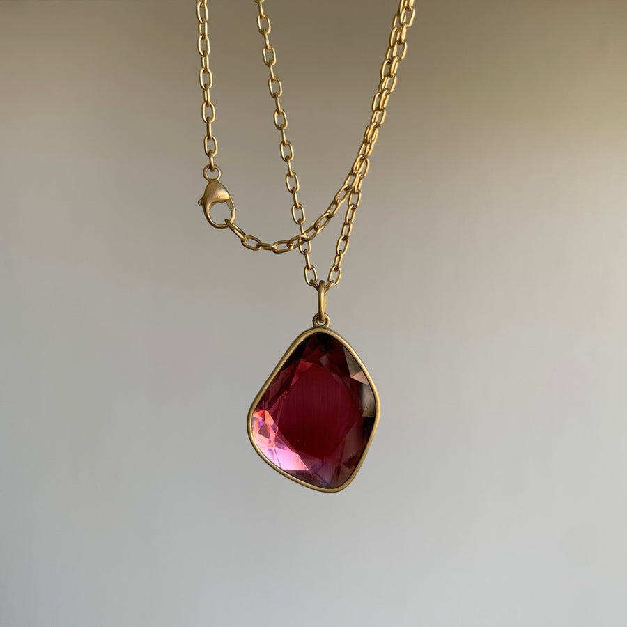 Large Garnet Pebble Sequin Pendant