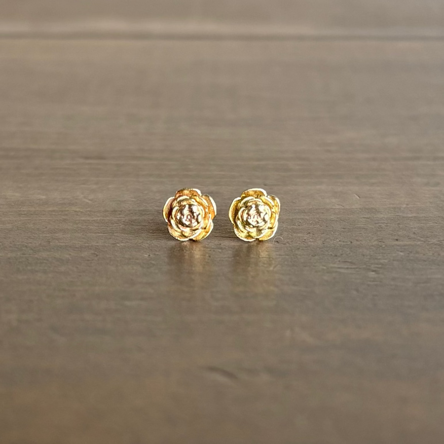 Gold Rose Garden Stud Earrings