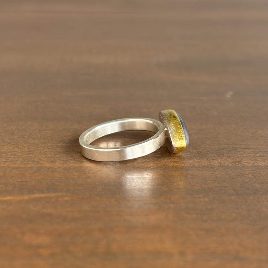 Rainbow Moonstone Marquise Cabochon Ring