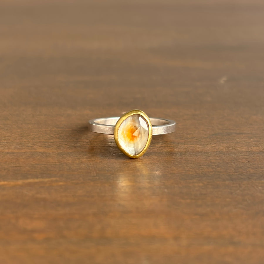 Rose Cut Sapphire Yolk Ring
