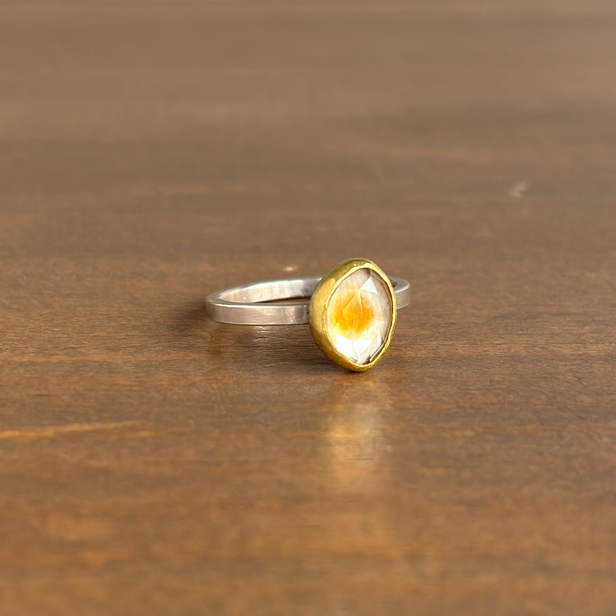 Rose Cut Sapphire Yolk Ring