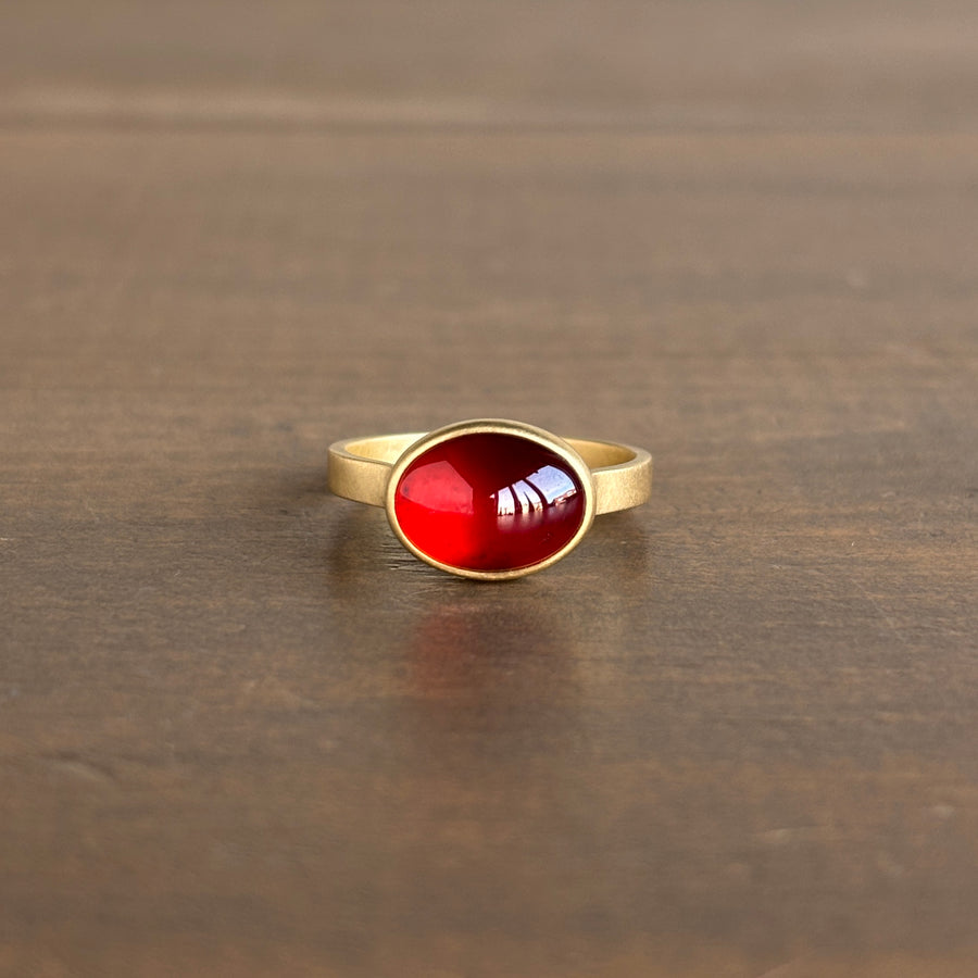 Oval Hessonite Garnet Cabochon Ring