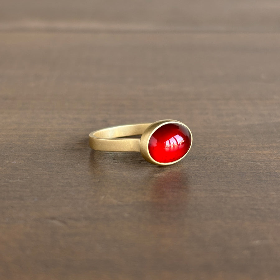 Oval Hessonite Garnet Cabochon Ring
