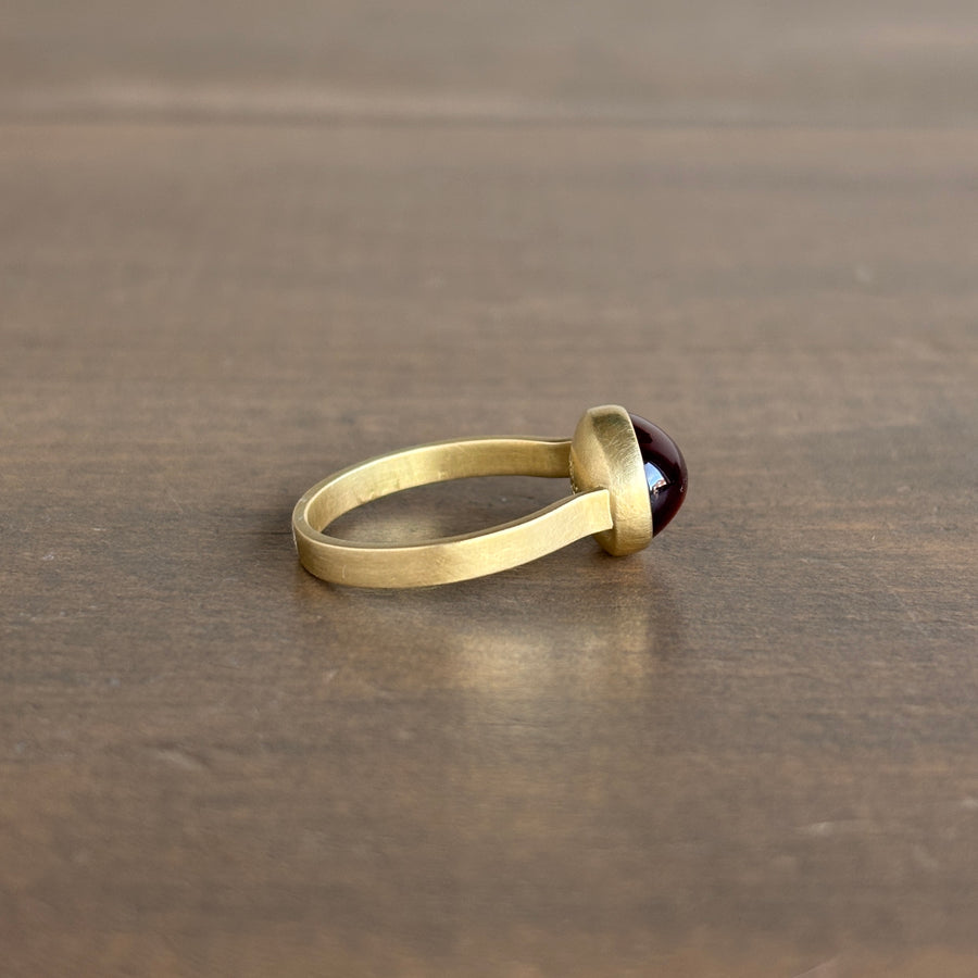 Oval Hessonite Garnet Cabochon Ring