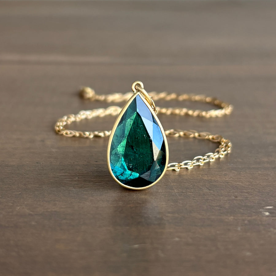 Bluegreen Tourmaline Teardrop Pendant