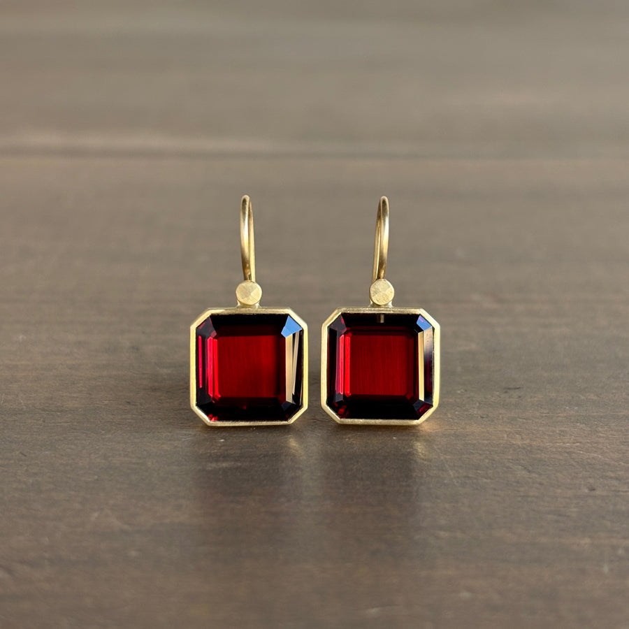 Garnet Cube Earrings