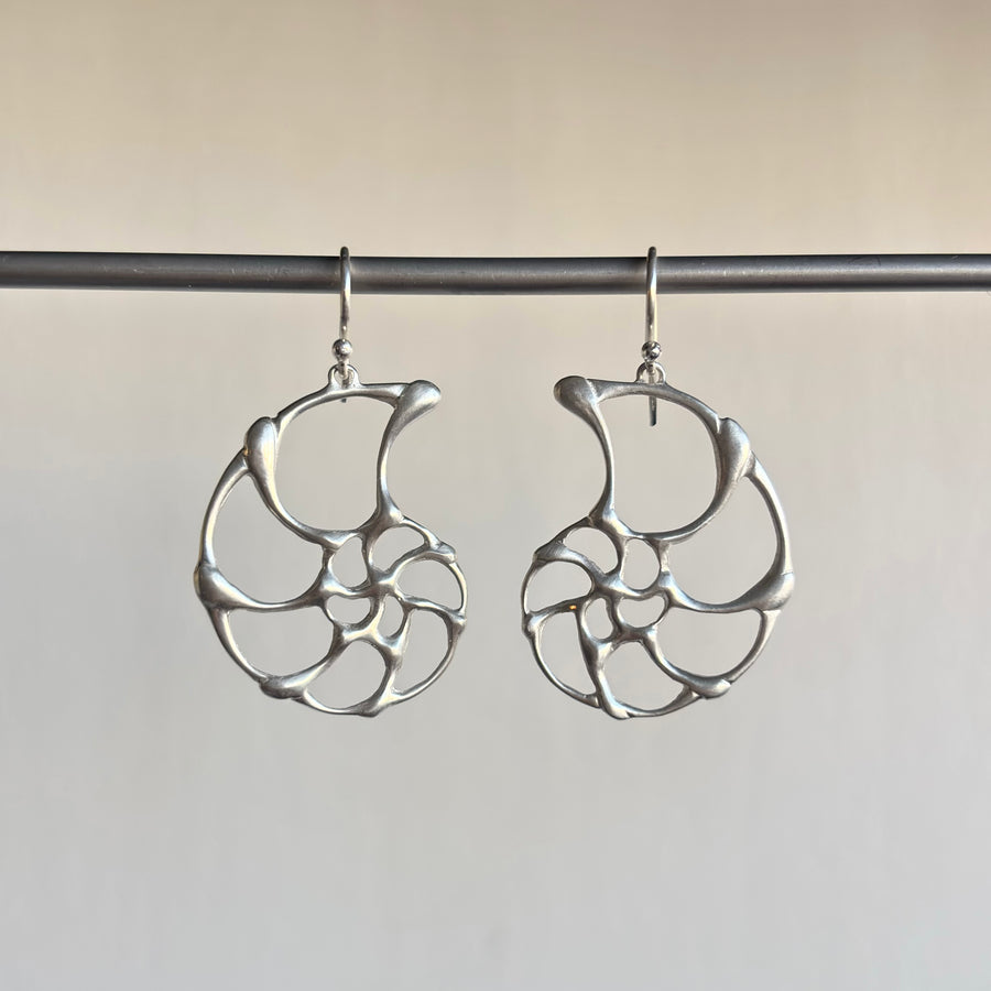 Small Silver Ammonite Earrings