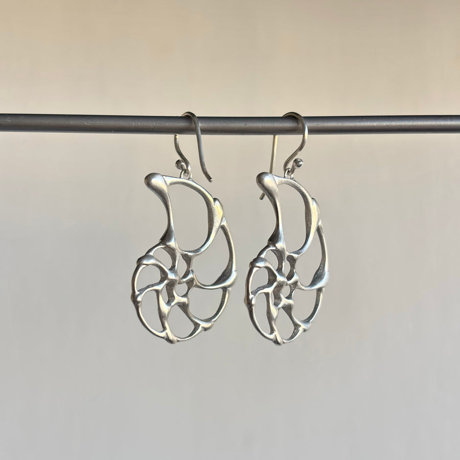 Small Silver Ammonite Earrings