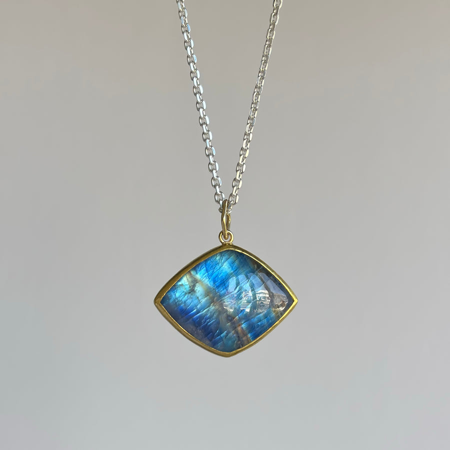 Rainbow Moonstone Cushion Pendant