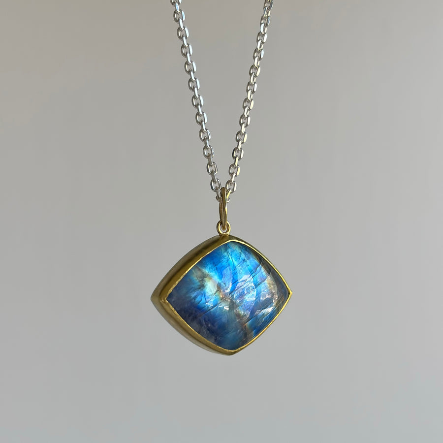 Rainbow Moonstone Cushion Pendant