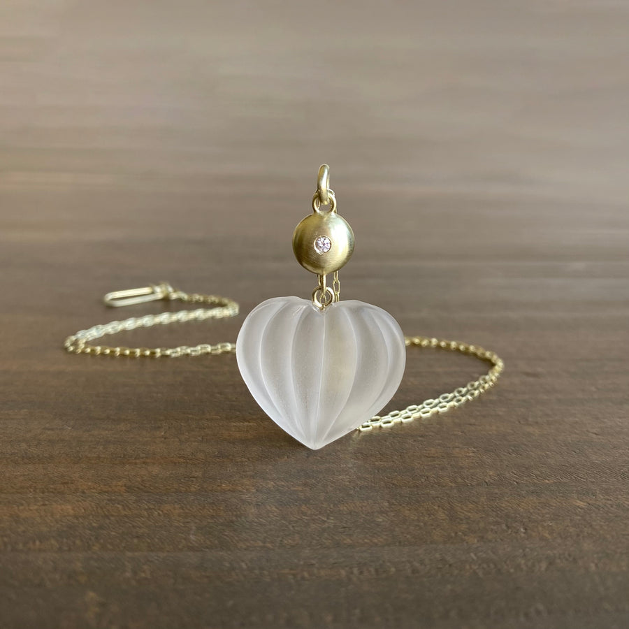 Wish Gourd Matte Quartz Necklace with Diamond