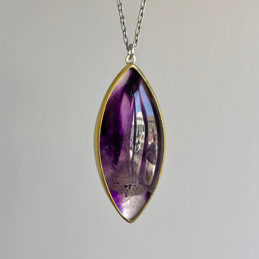Large Amethyst Marquise Cabochon Pendant