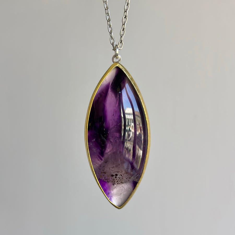Large Amethyst Marquise Cabochon Pendant