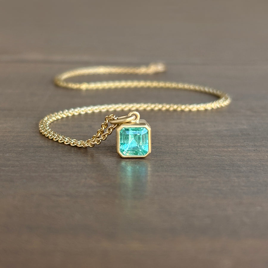 Colombian Emerald Cube Pendant