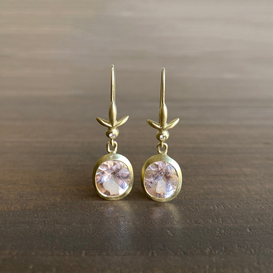 Morganite Amphora/Petite Fleur Earrings