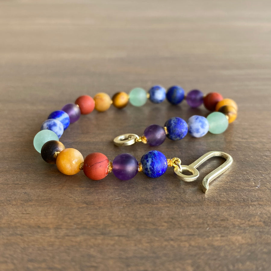 Matte Round Chakra Bead Bracelet