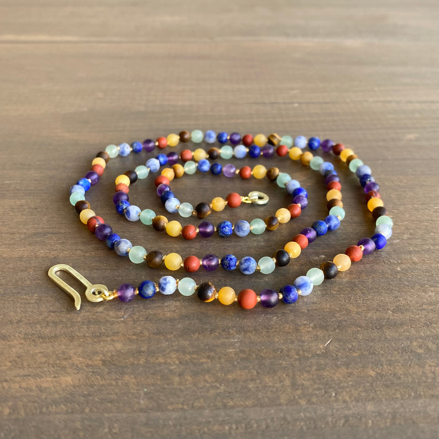 Long Matte Round Chakra Bead Necklace