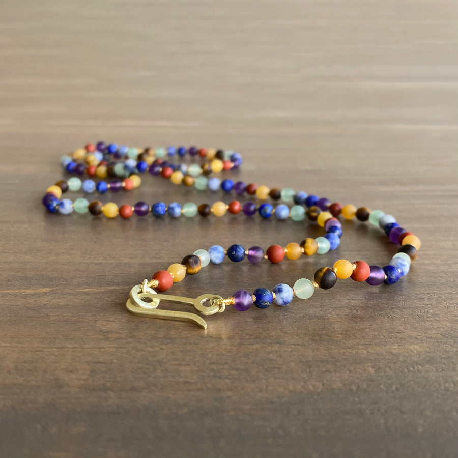 Long Matte Round Chakra Bead Necklace