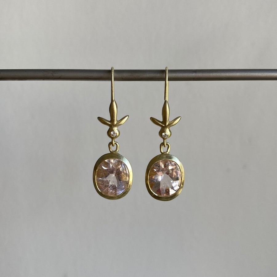 Morganite Amphora/Petite Fleur Earrings