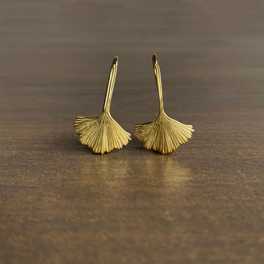 Gold Ginkgo Earrings