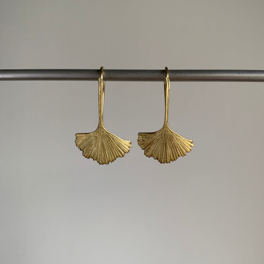 Gold Ginkgo Earrings