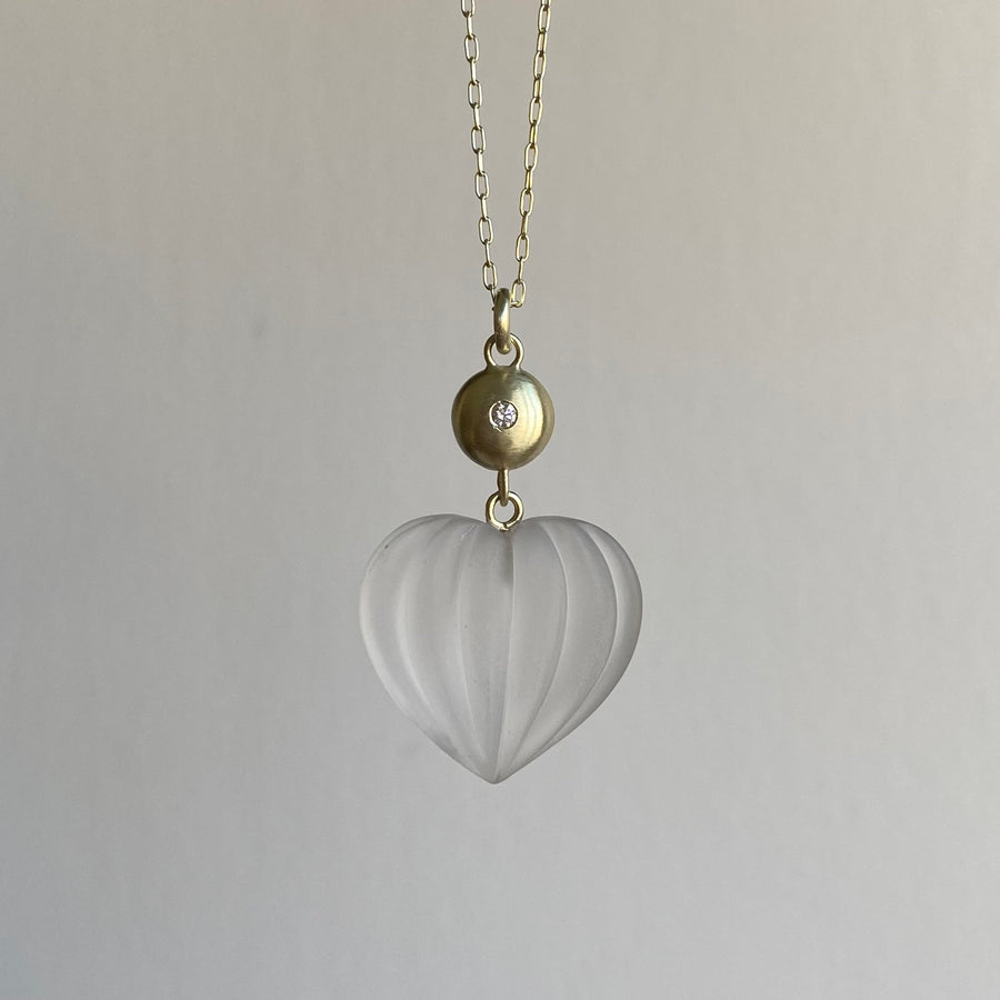 Wish Gourd Matte Quartz Necklace with Diamond