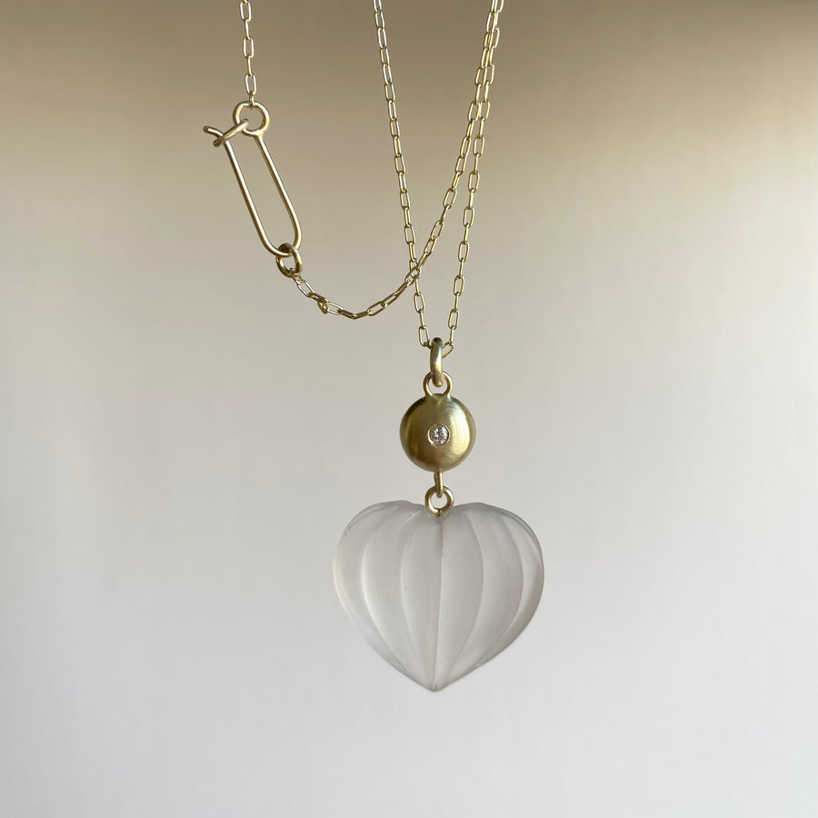 Wish Gourd Matte Quartz Necklace with Diamond