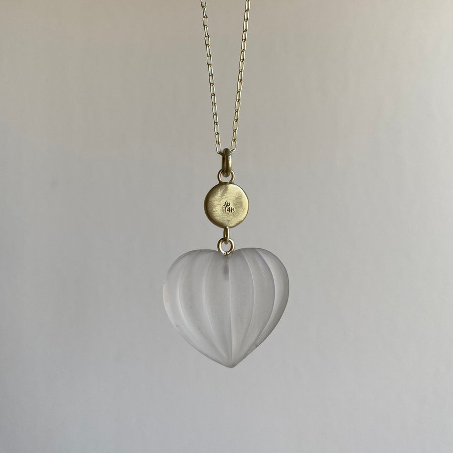 Wish Gourd Matte Quartz Necklace with Diamond