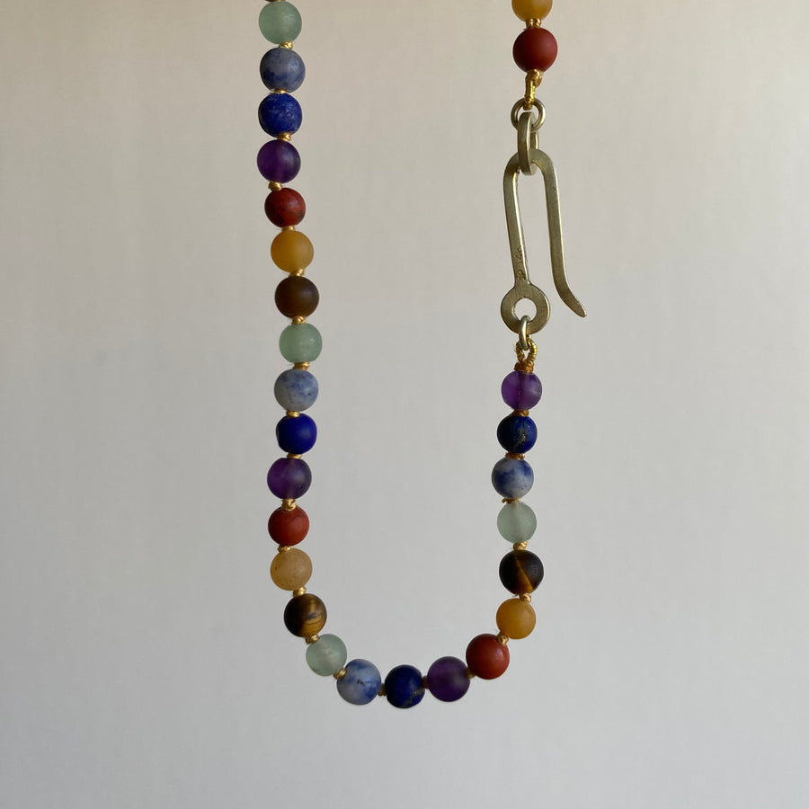 Long Matte Round Chakra Bead Necklace
