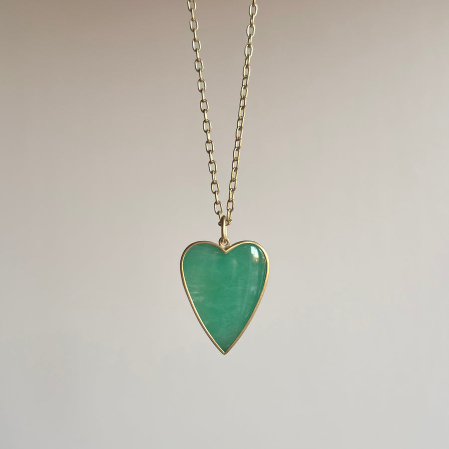 Large Brazilian Emerald Cabochon Sweetheart Pendant