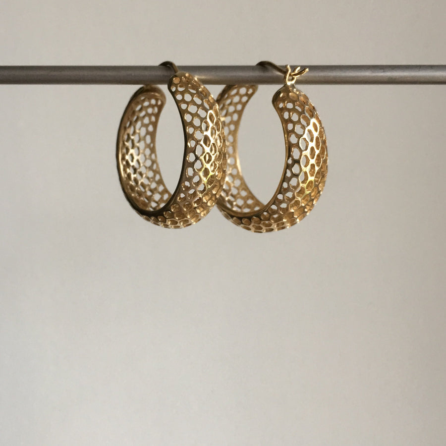 Small Round Gold Snakeskin Hoops