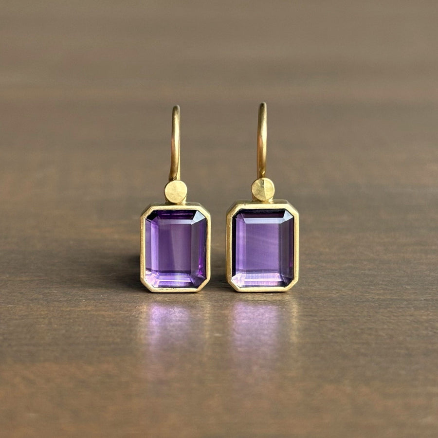 Small Amethyst Portrait Cut Earrings