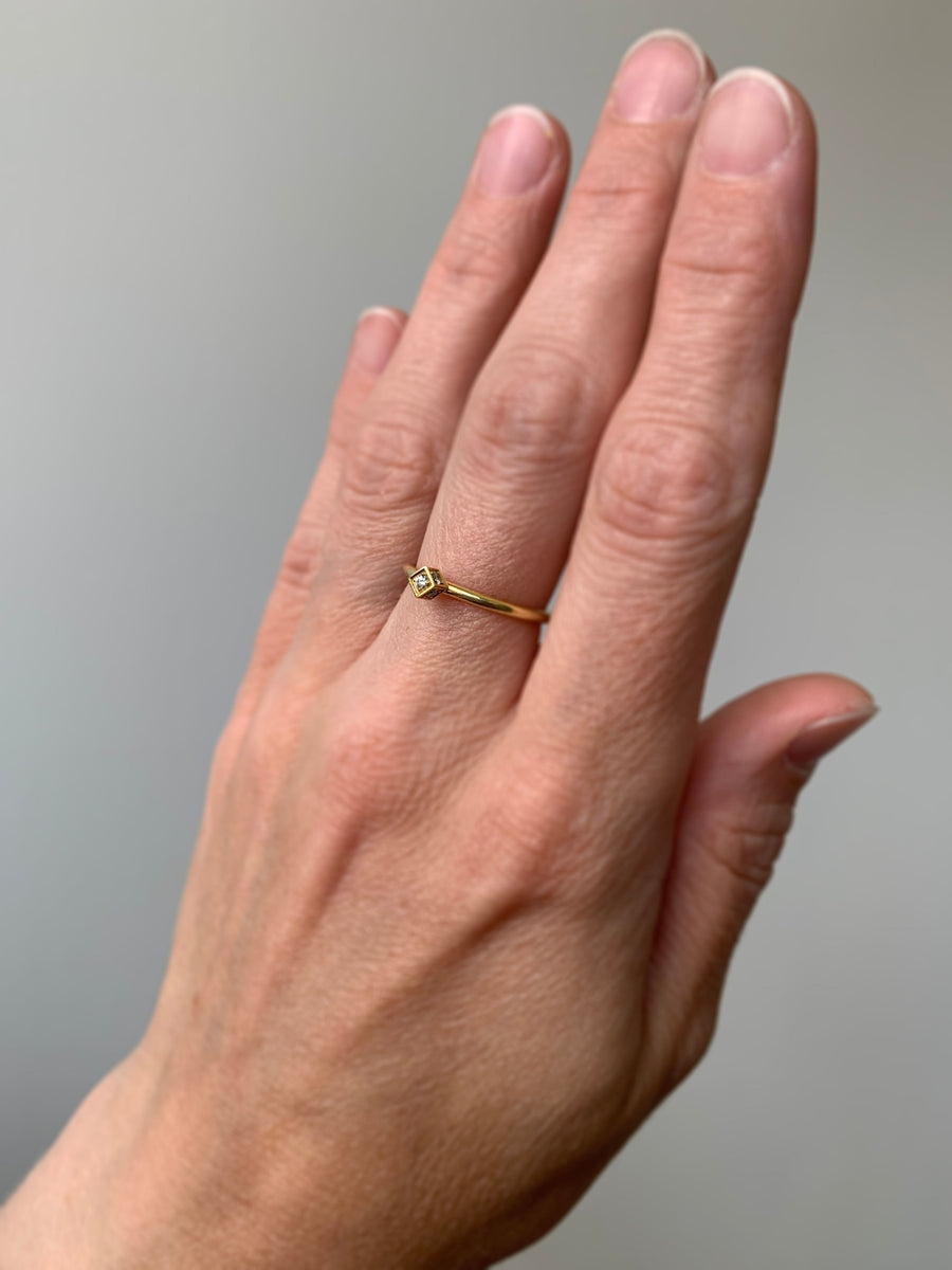 Small Five-Sided Diamond Cube Ring
