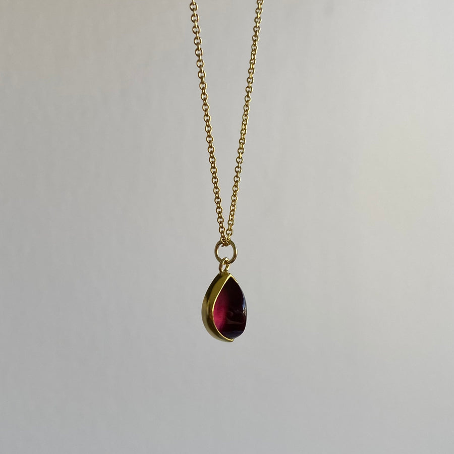 Rhodolite Garnet Leaf Pendant