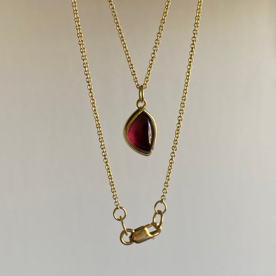 Rhodolite Garnet Leaf Pendant