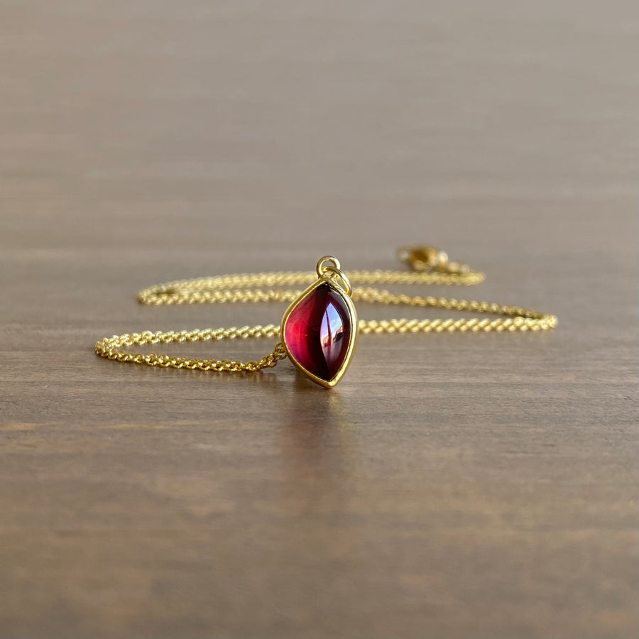 Rhodolite Garnet Leaf Pendant