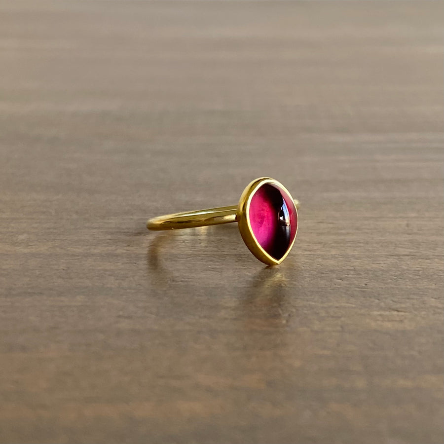 Rhodolite Garnet Leaf Ring