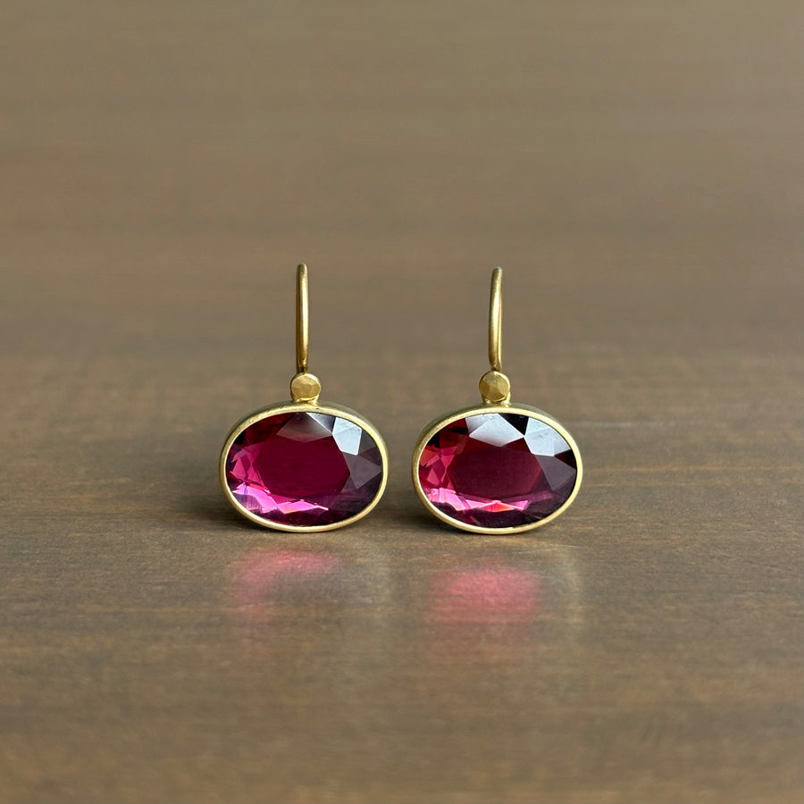 Oval Garnet Sequin Earrings