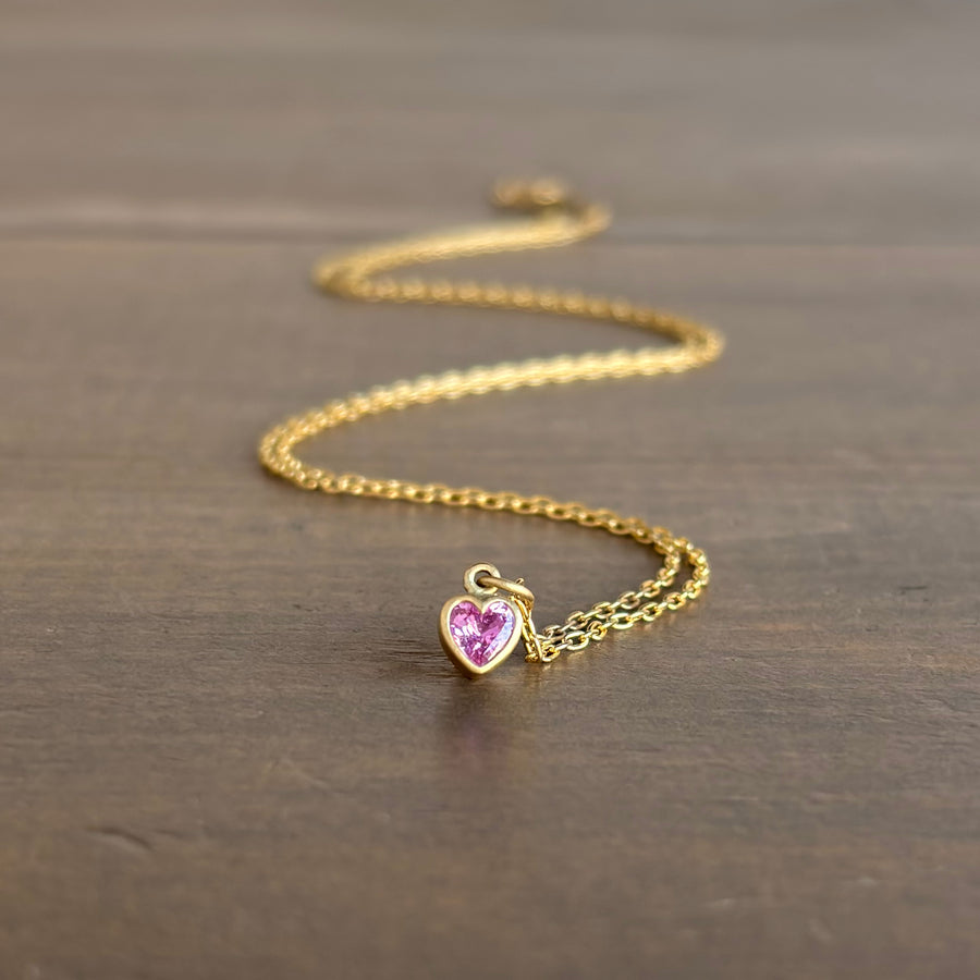 Tiny Pink Sapphire Sweetheart Pendant