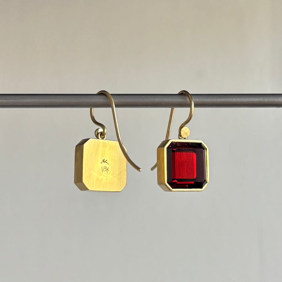 Garnet Cube Earrings