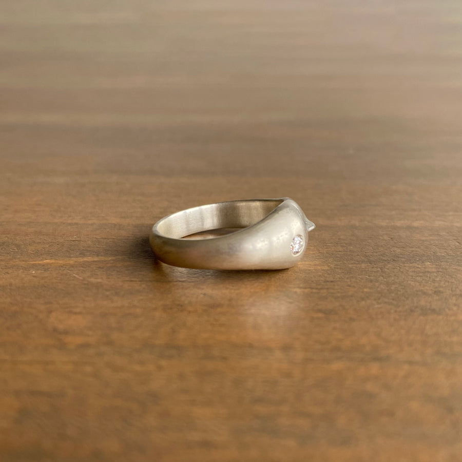 Large Grey Lady Cameo Ring with Diamond