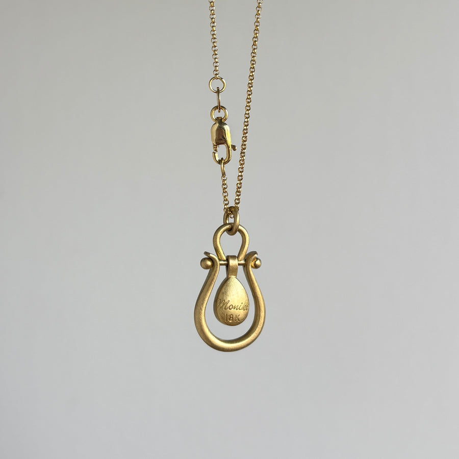 Olive Rose Cut Diamond Teardrop Lyre Pendant