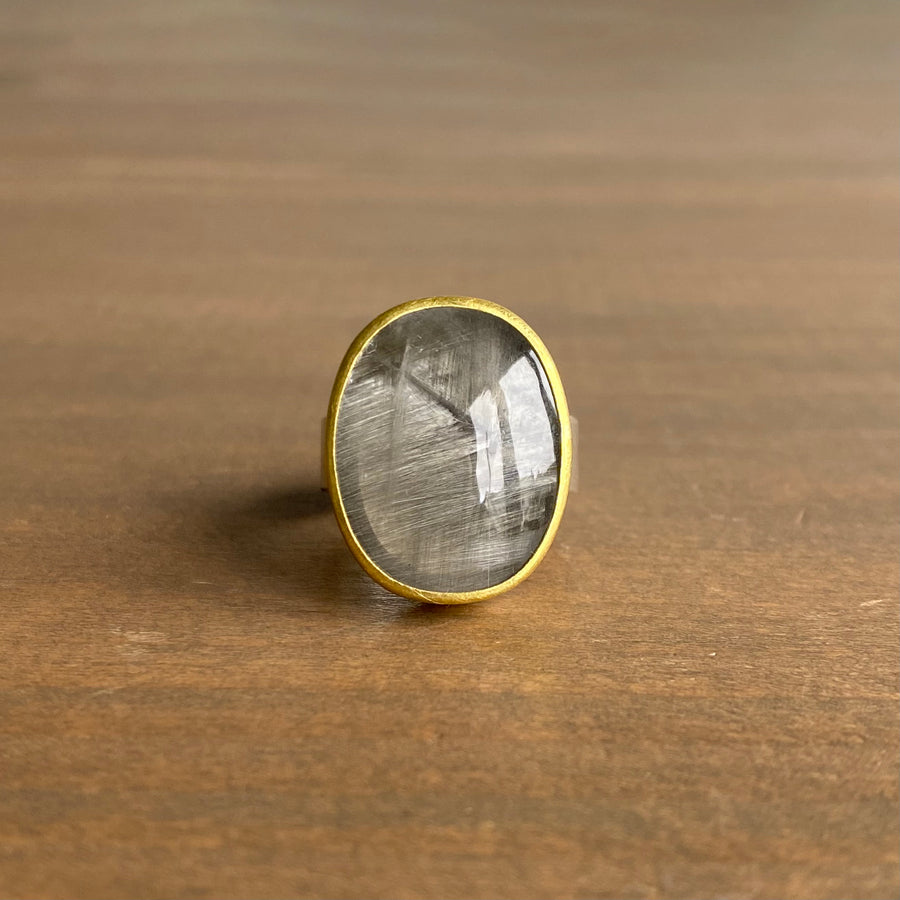 Oval Brookite Quartz Ring